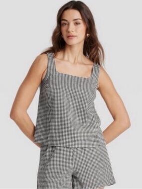 a new day Black and White Gingham Sleeveless Top